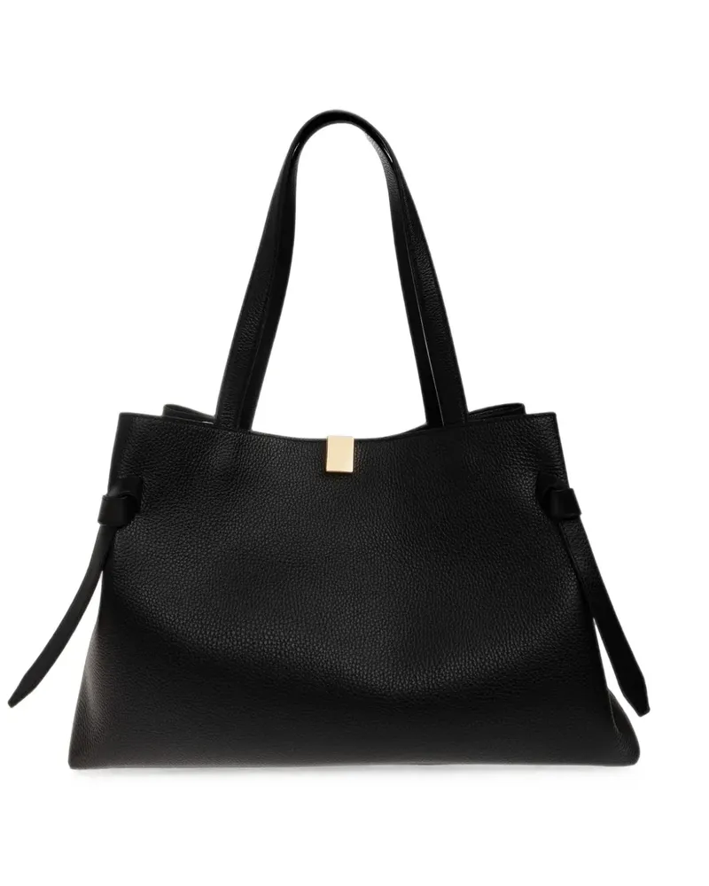 YUZEFI large Gyoza leather tote bag - Schwarz Schwarz