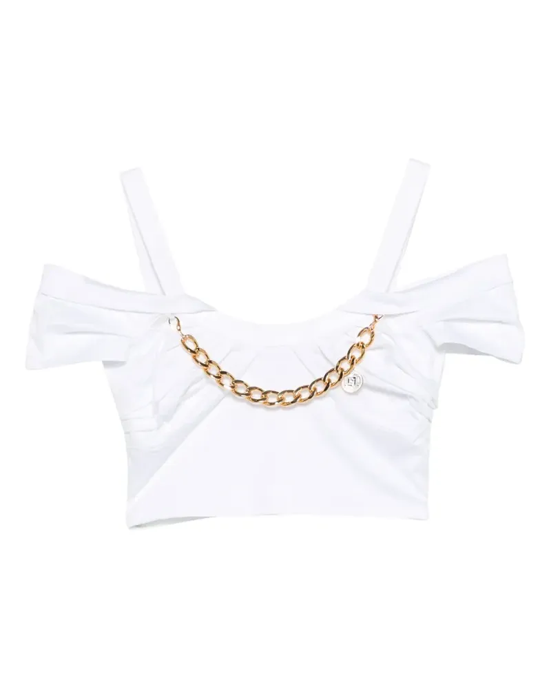 Elisabetta Franchi chain cold-shoulder top - Weiß Weiß