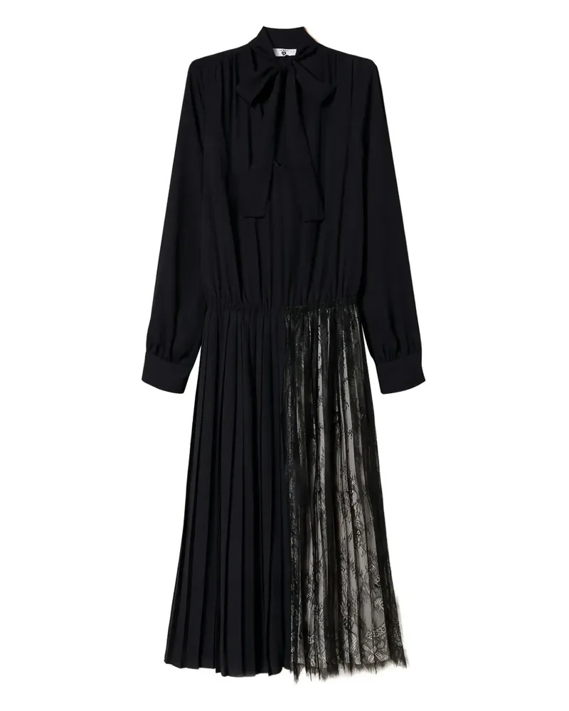 Twin-Set Plissiertes Midikleid - Schwarz Schwarz