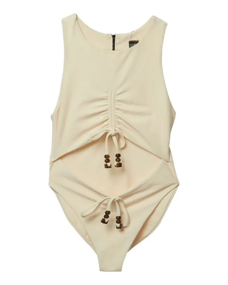 FourTwoFour on Fairfax cut-out crepe swimsuit - Nude Nude