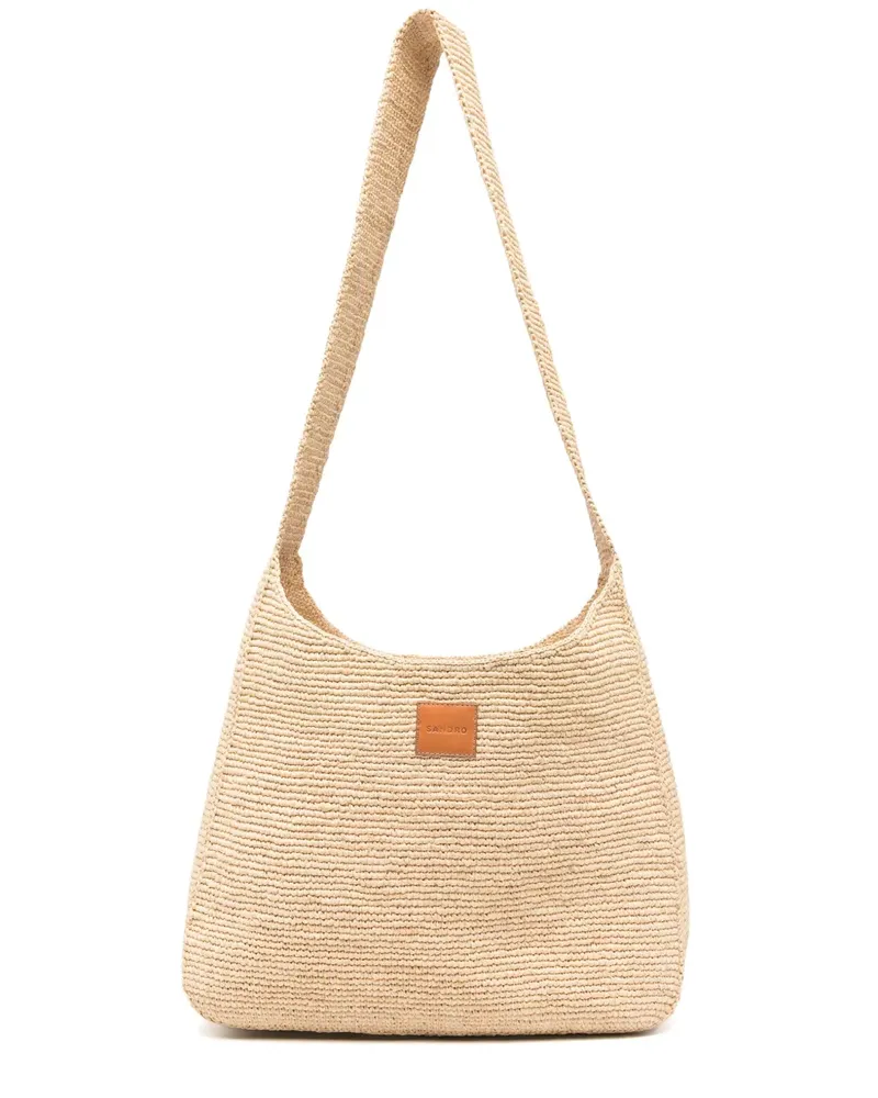 Sandro Schultertasche mit Logo-Patch - Nude Nude