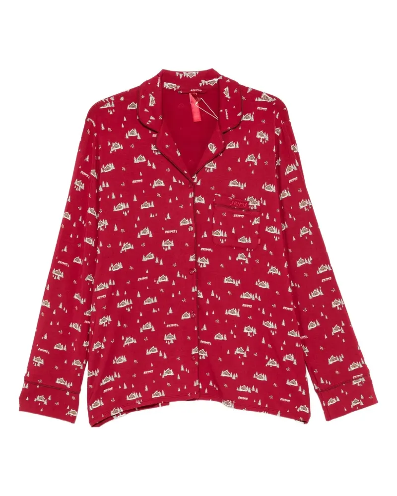 SKIMS Pyjama mit grafischem Print - Rot Rot