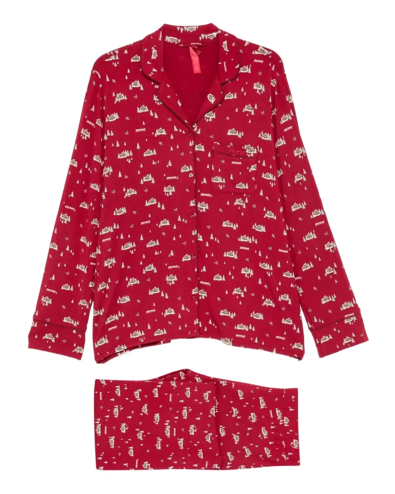 SKIMS Pyjama mit grafischem Print - Rot Rot