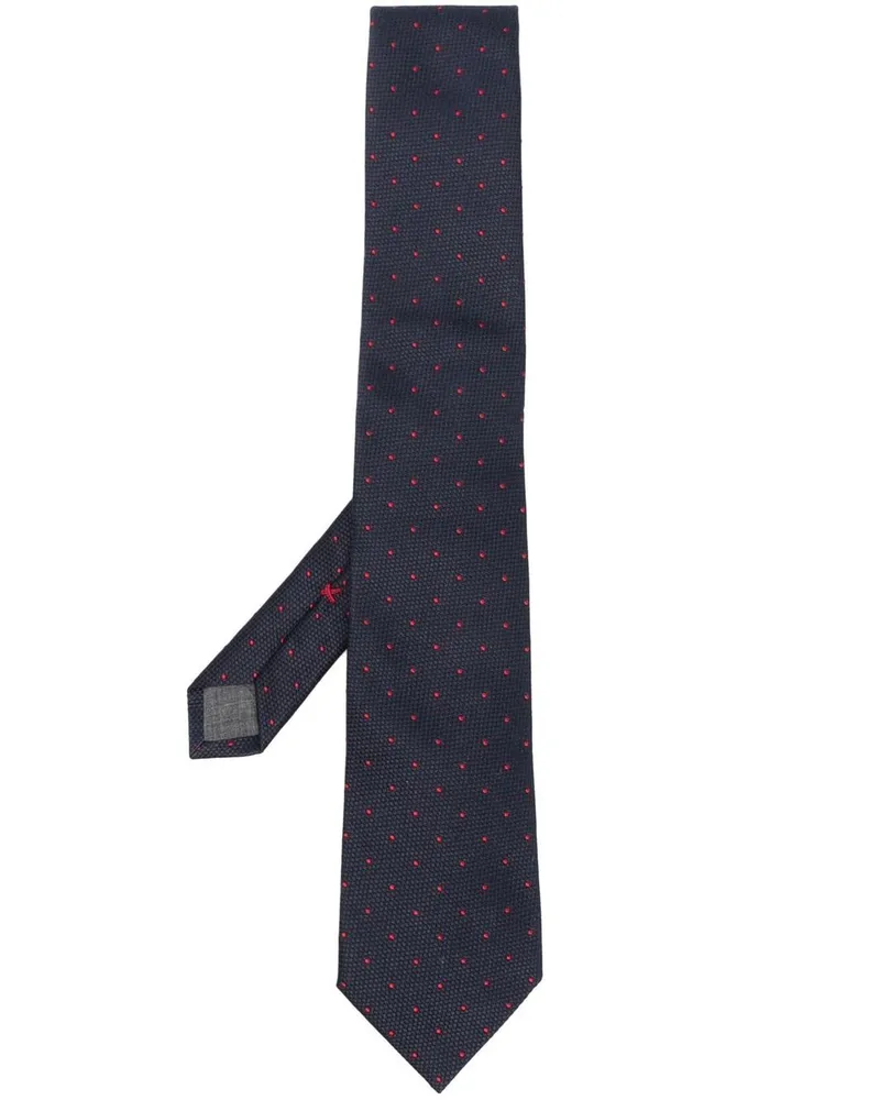 Brunello Cucinelli Krawatte mit aufgestickten Polka Dots - Blau Blau