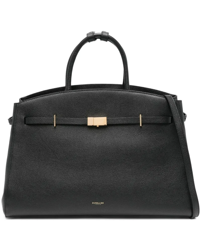 DeMELLIER Große The Hudson Tote Bag mit Clipverschluss - Schwarz Schwarz