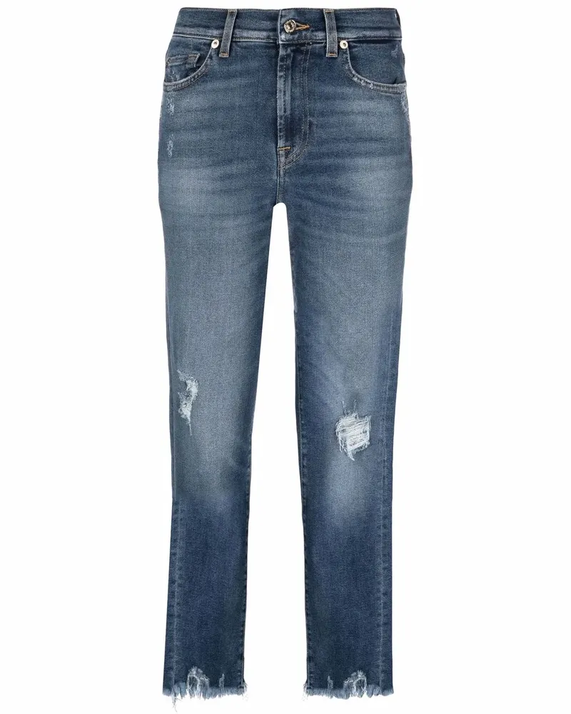 7 for all mankind Gerippte Cropped-Jeans - Blau Blau