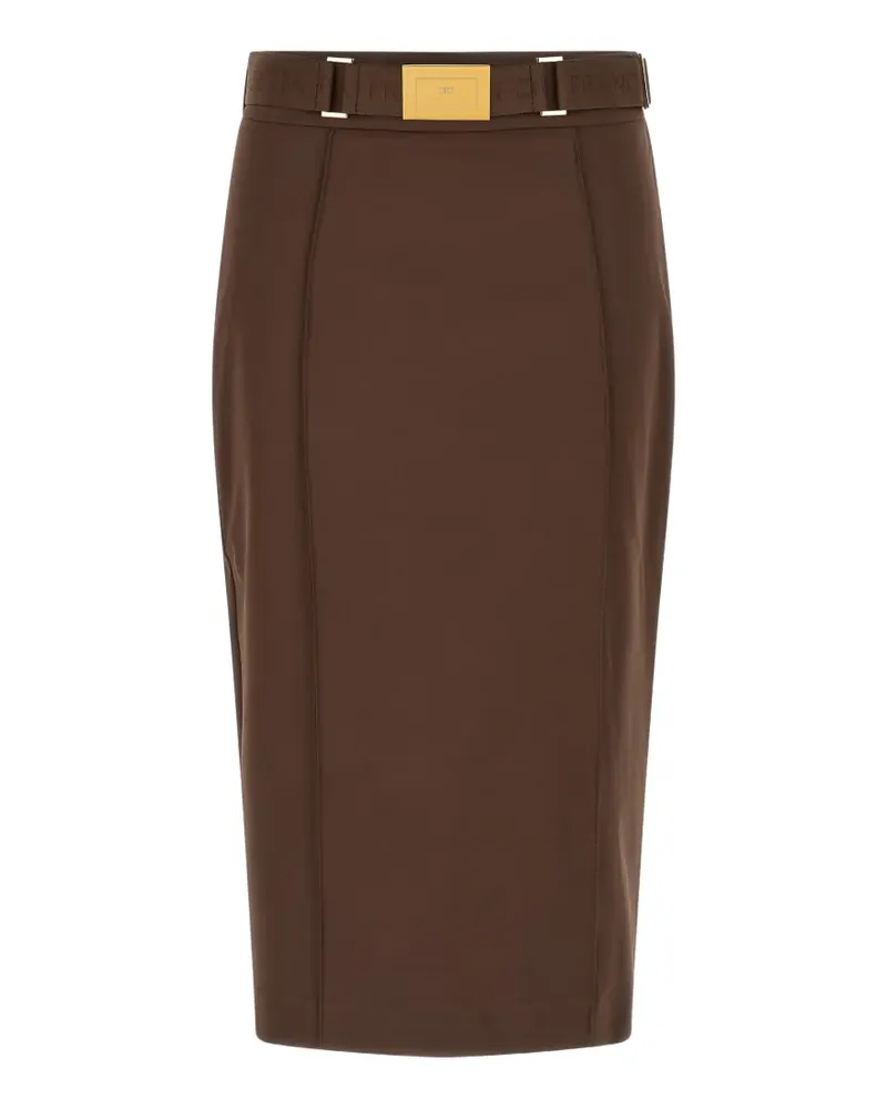 Elisabetta Franchi Midirock mit Logo-Schild - Braun Braun