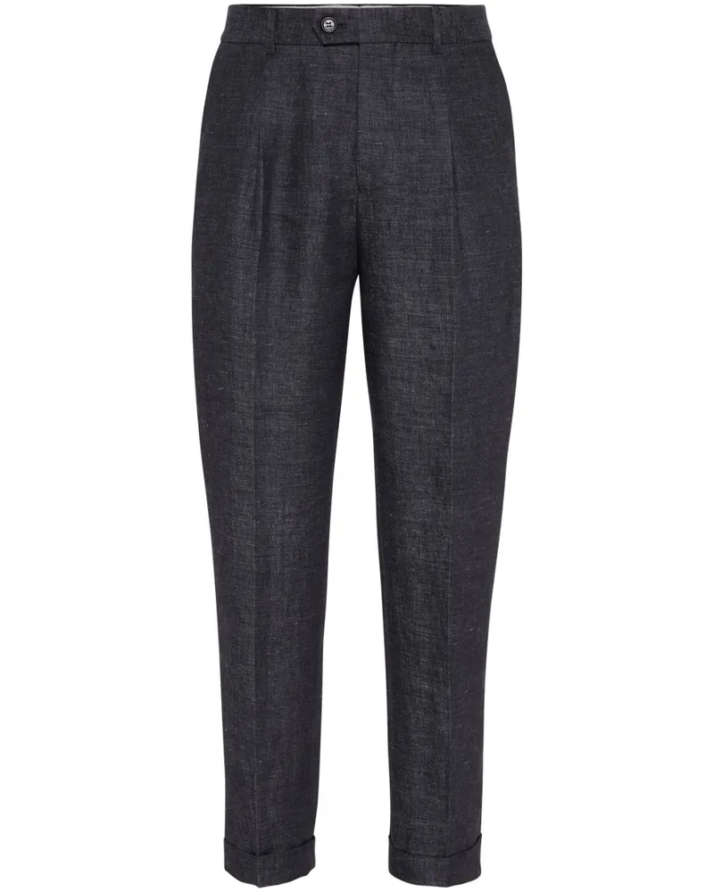 Brunello Cucinelli Straight-Leg-Hose aus Leinen - Schwarz Schwarz