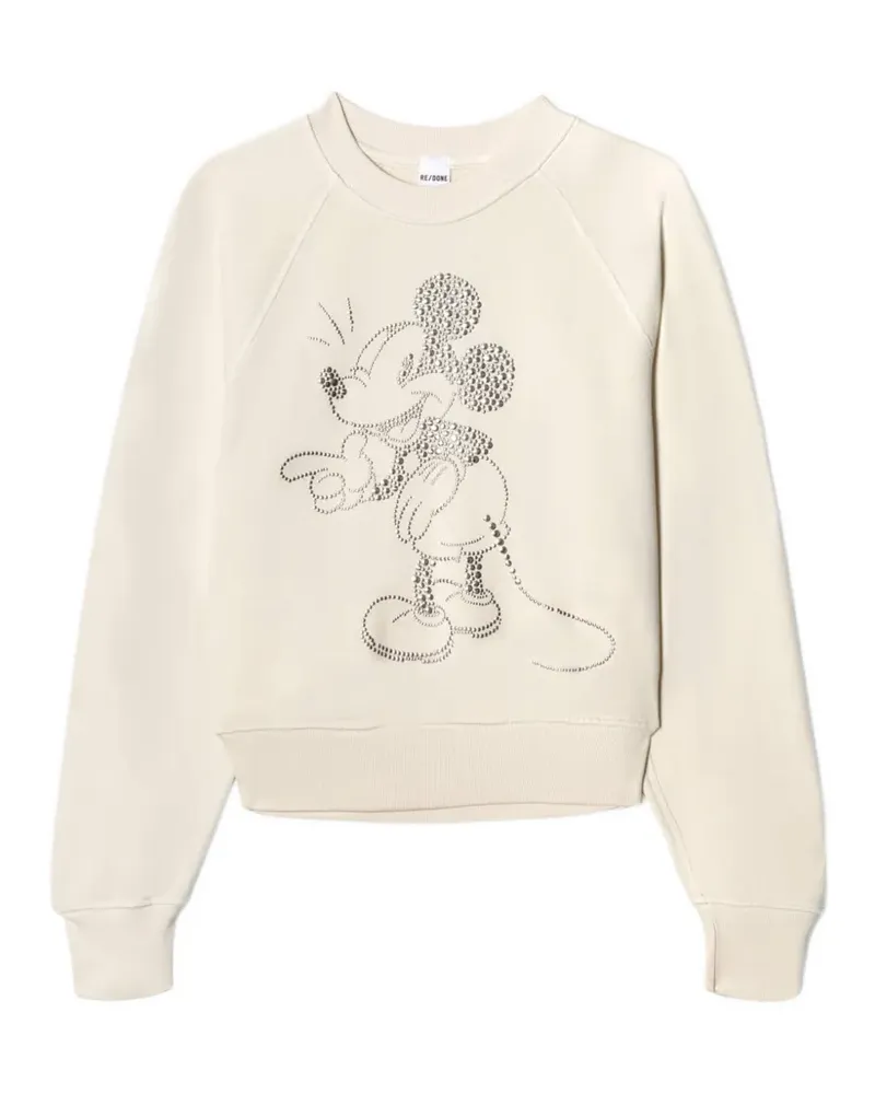 RE/DONE Classic Mickey embellished raglan-sleeve sweater - Nude Nude
