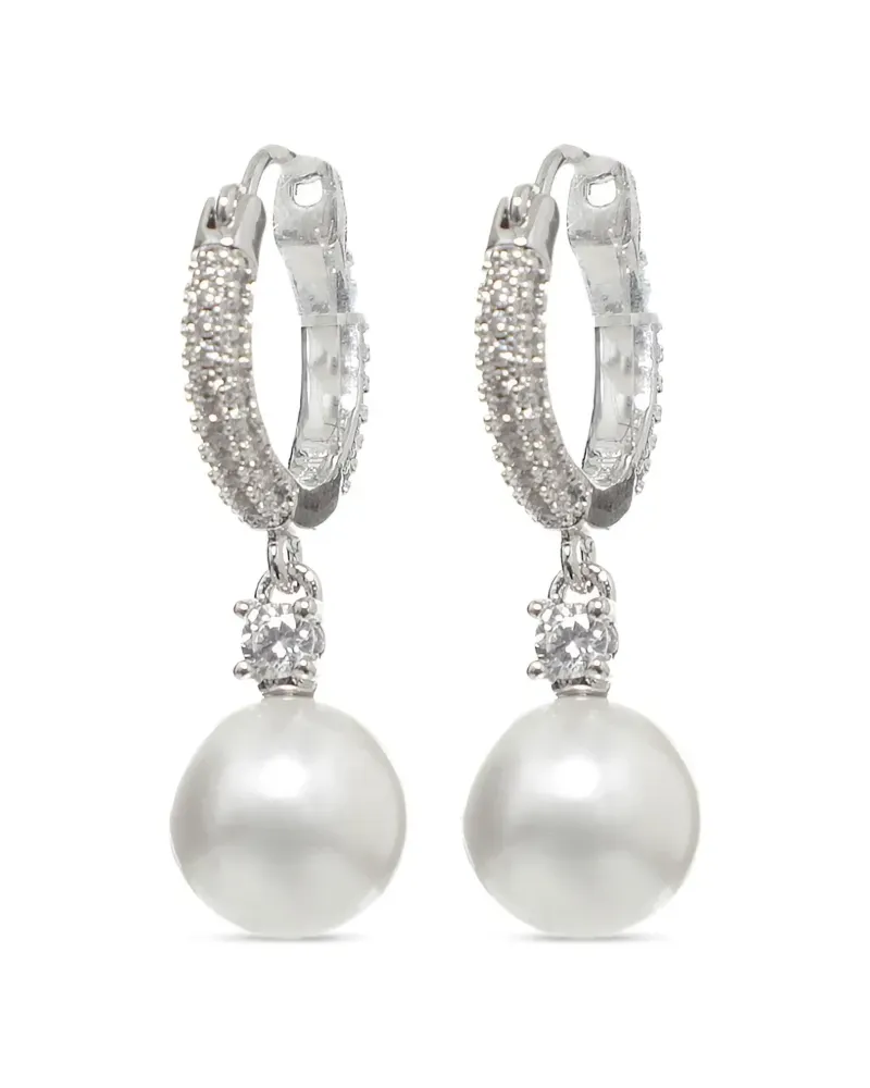 Self-Portrait crystal-embellished faux-pearl earrings - Silber Silber