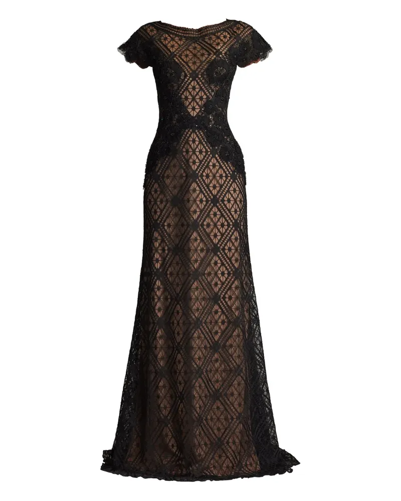 Tadashi Shoji Abendkleid mit Spitzeneinsatz - Schwarz Schwarz