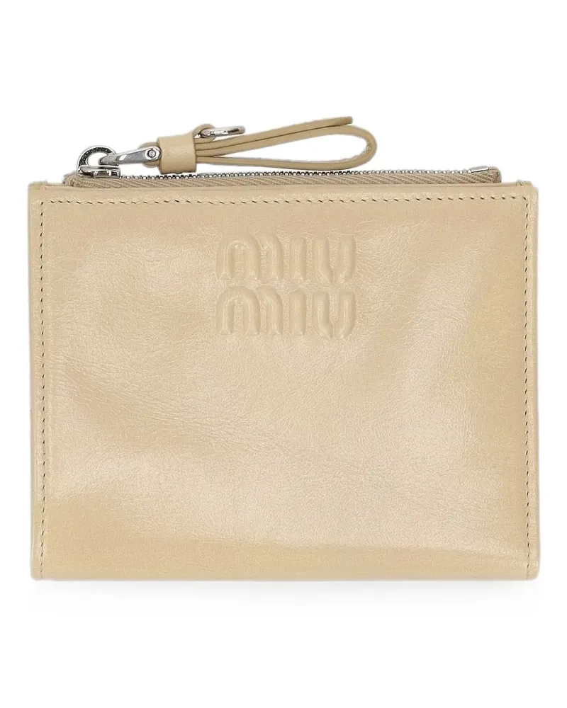 Miu Miu logo-embossed leather wallet - Nude Nude