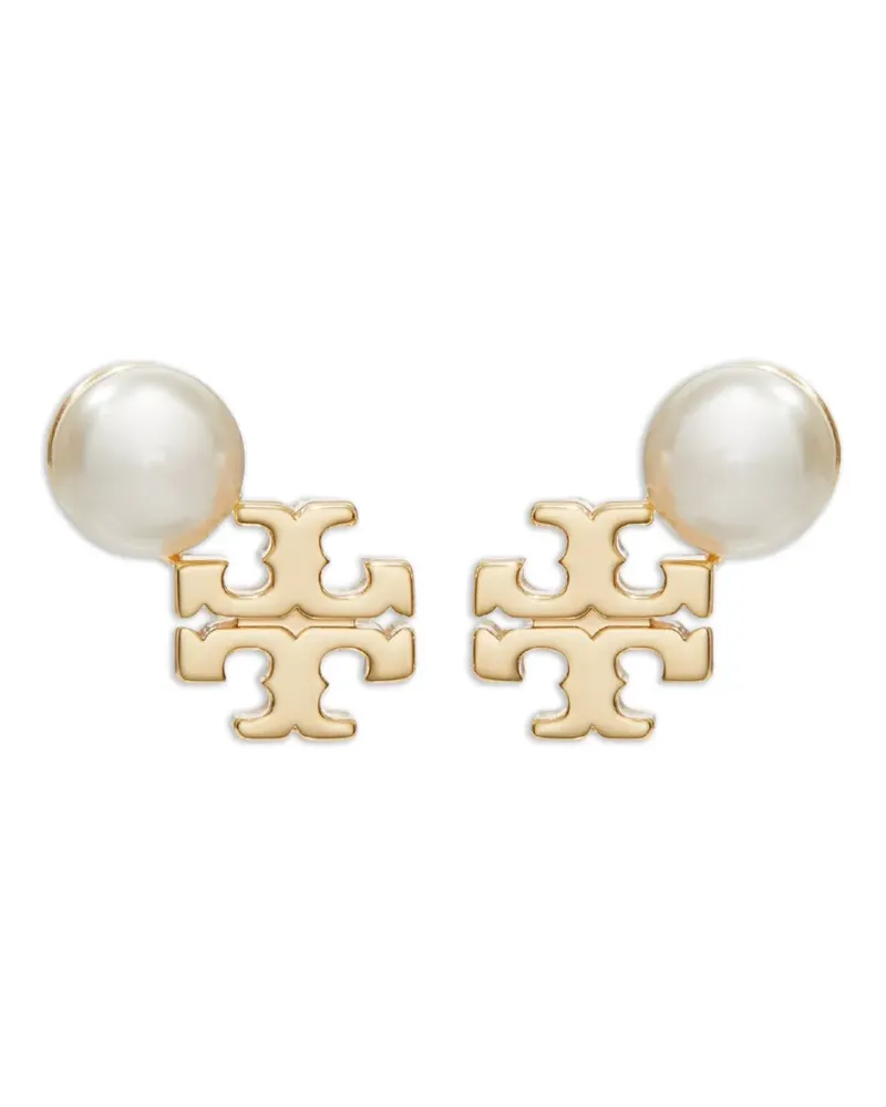 Tory Burch Moondance logo and pearl stud earrings - Weiß Weiß