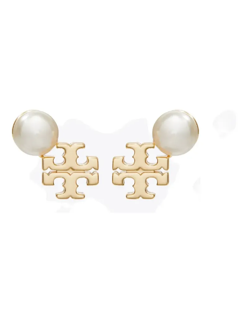 Tory Burch Moondance logo and pearl stud earrings - Weiß Weiß