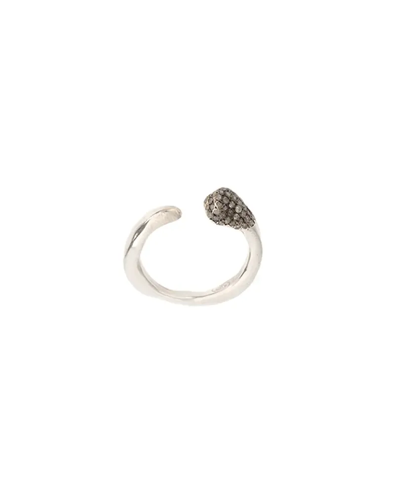 Rosa Maria Silberring mit grauen Diamanten - Metallic Metallic