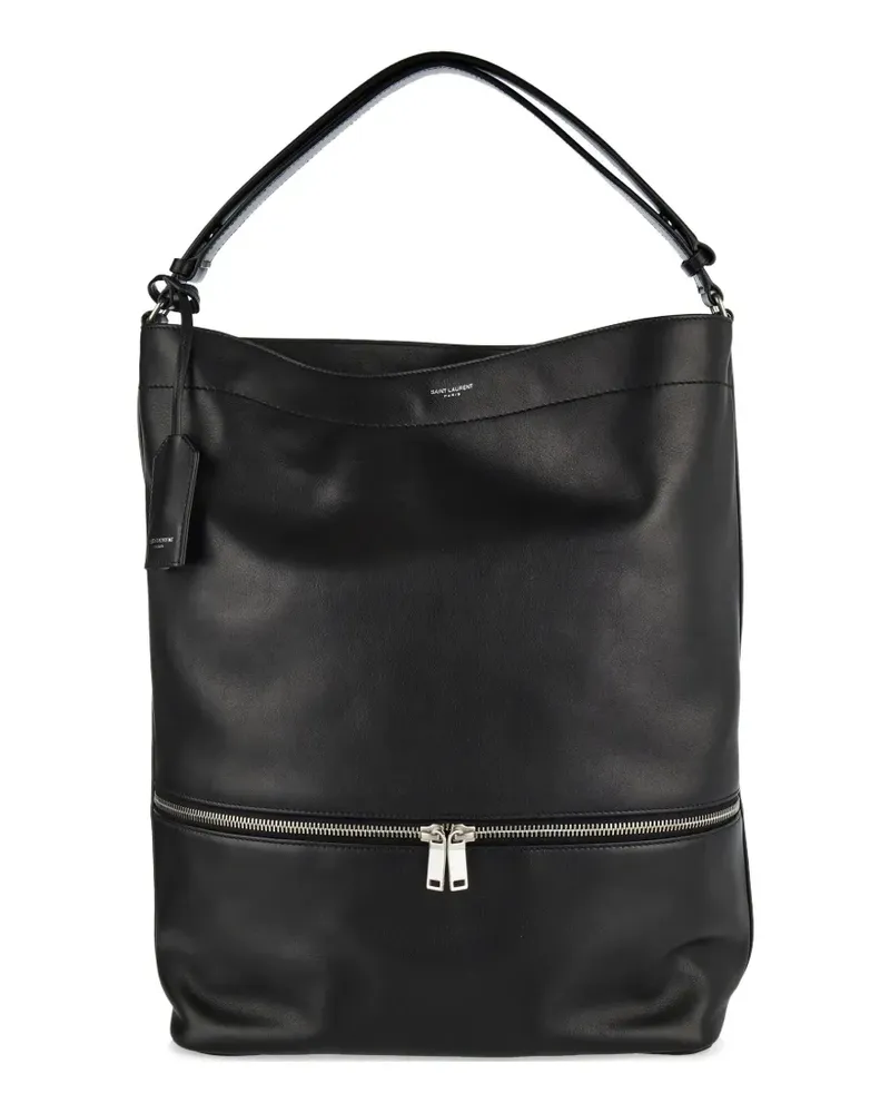 Saint Laurent Tote Bag aus Leder mit Reißverschlussdetail - Schwarz Schwarz