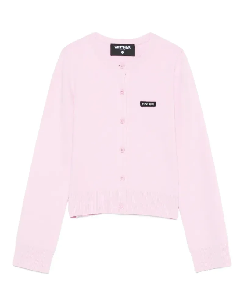 WRSTBHVR logo-patch button-up cardigan - Rosa Rosa
