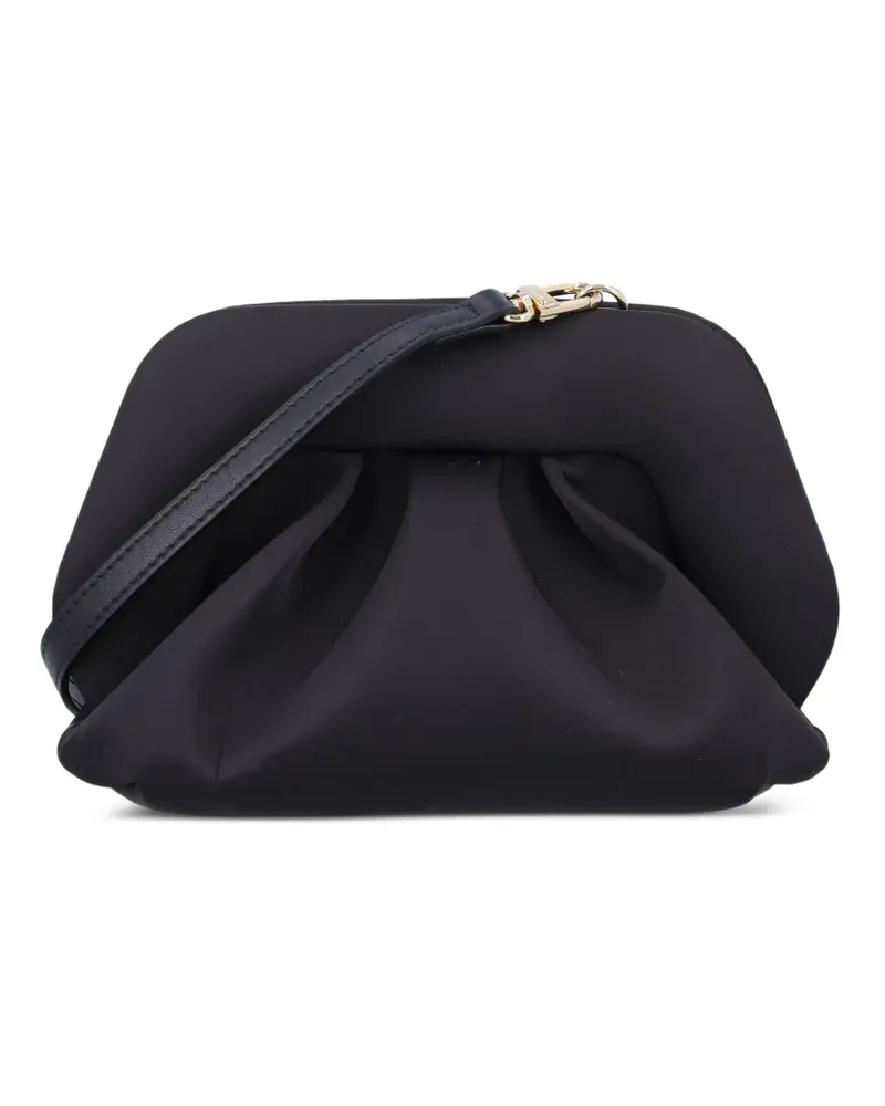 THEMOIRÈ Plissierte Gea Clutch aus Satin - Schwarz Schwarz