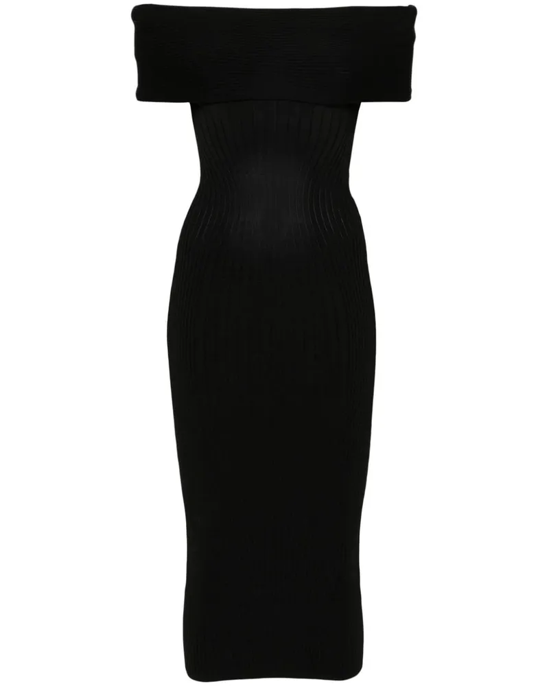 Thierry Mugler Schulterfreies Kleid Schwarz