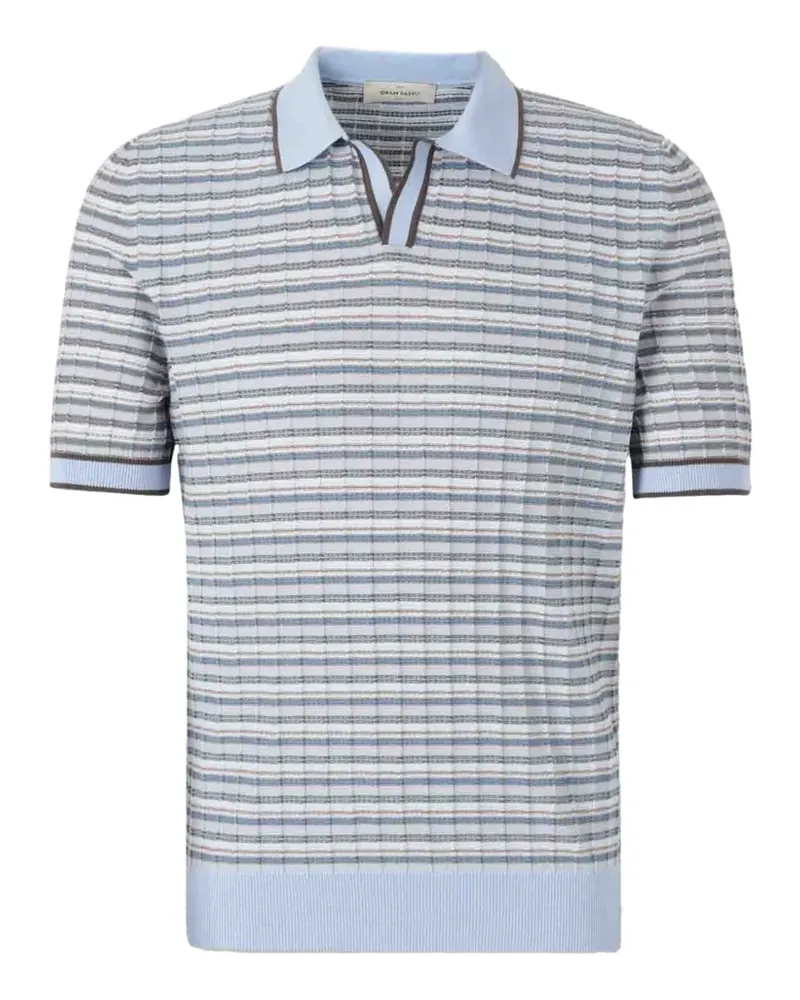 Gran Sasso striped waffle-knit polo shirt - Blau Blau