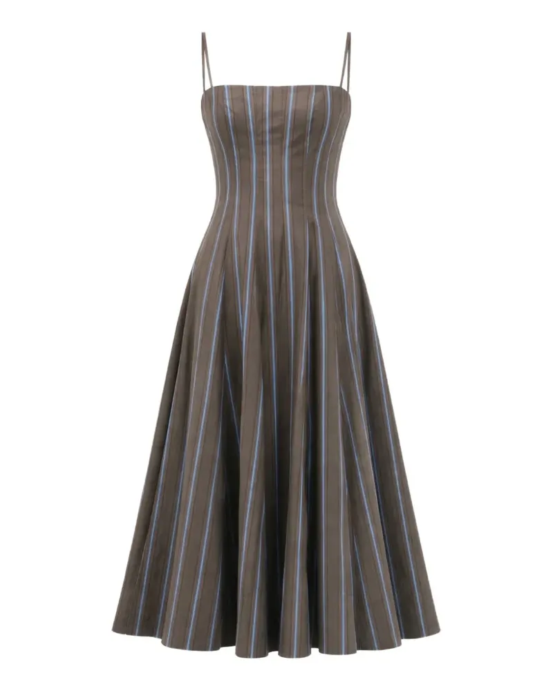 STAUD striped A-line midi dress - Grau Grau