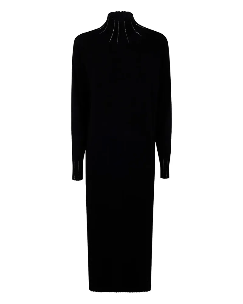 Fabiana Filippi Verziertes Midikleid mit Stehkragen - Schwarz Schwarz