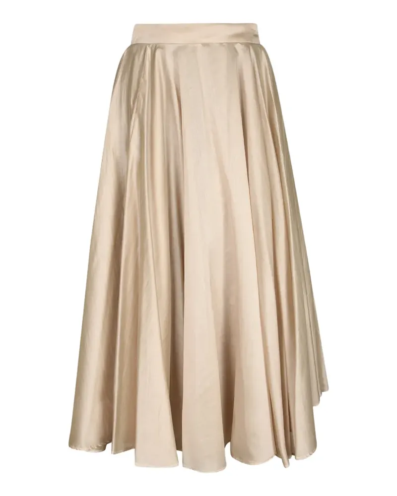 Blanca high-shine pleated long skirt - Nude Nude