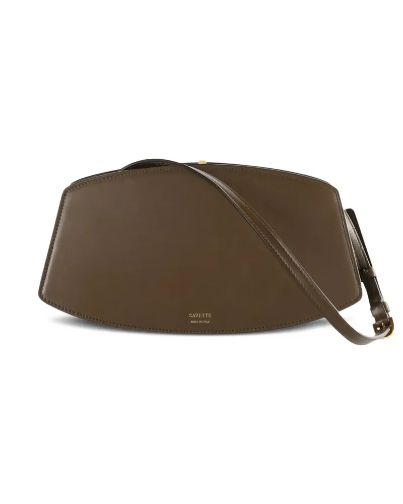SAVETTE Schultertasche mit geschwungener Klappe - Braun Braun