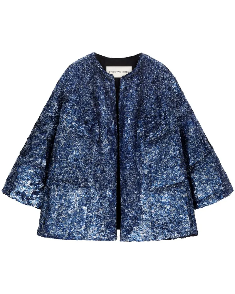 Dries van Noten Verzierte Kokon-Jacke - Blau Blau