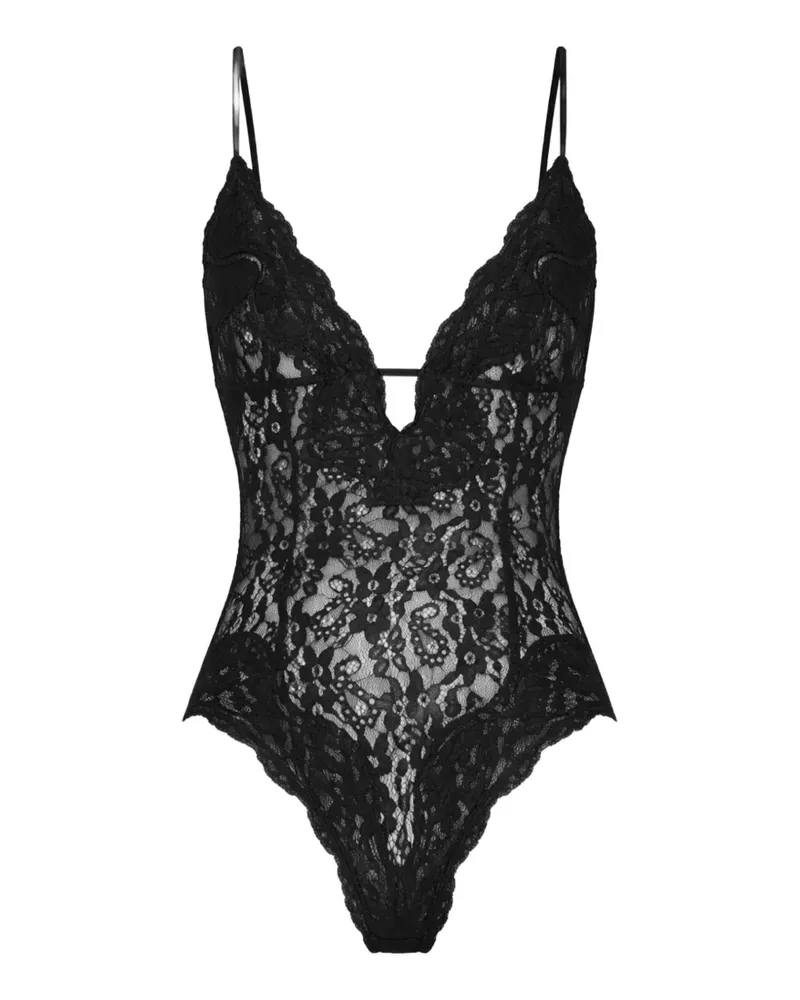 Ronny Kobo lace V-neck bodysuit - Schwarz Schwarz