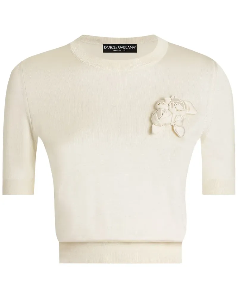 Dolce & Gabbana T-Shirt mit Blumenapplikation - Nude Nude