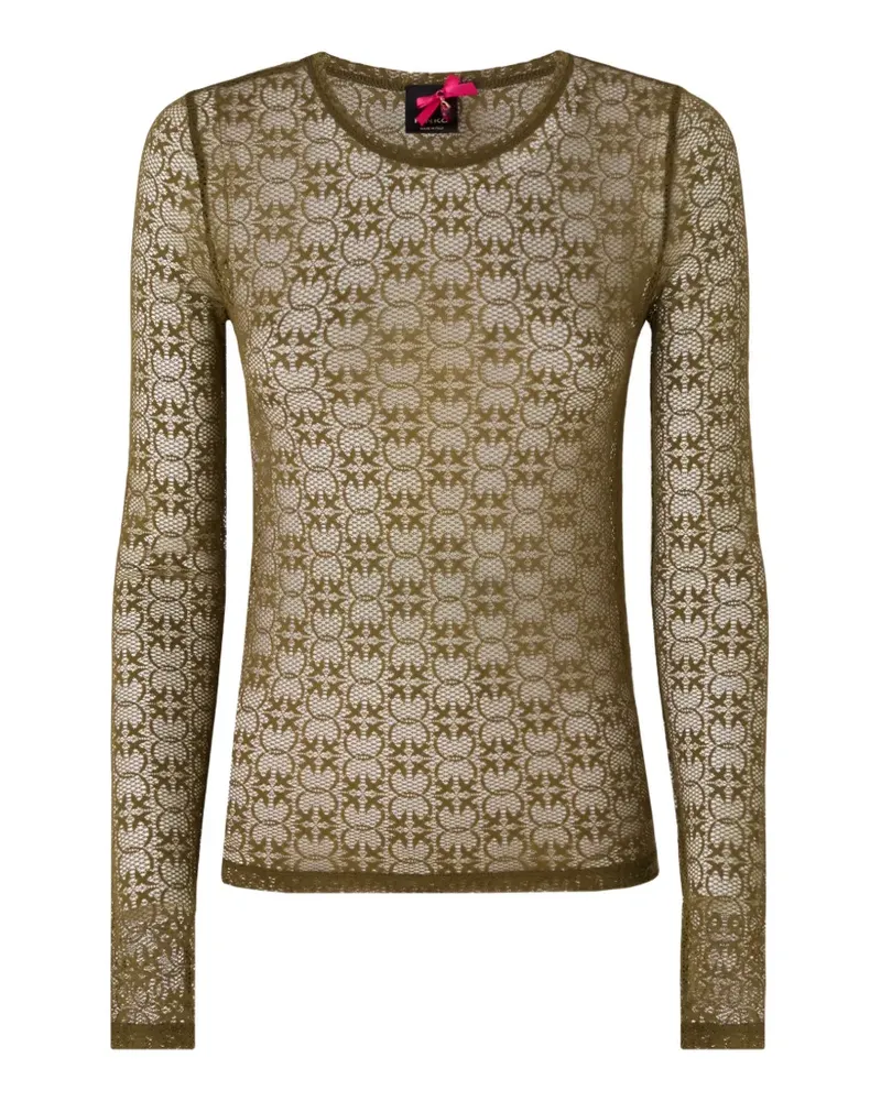Pinko Langarmshirt mit Monogramm-Spitze - Grün Grün