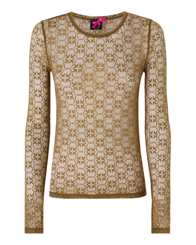 Pinko Langarmshirt mit Monogramm-Spitze - Grün Grün