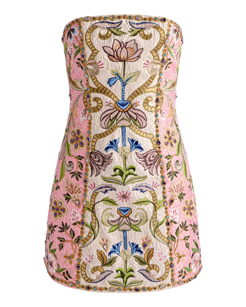 Alice + Olivia Schulterfreies Katia Kleid mit Blumenmotiv - Nude Nude