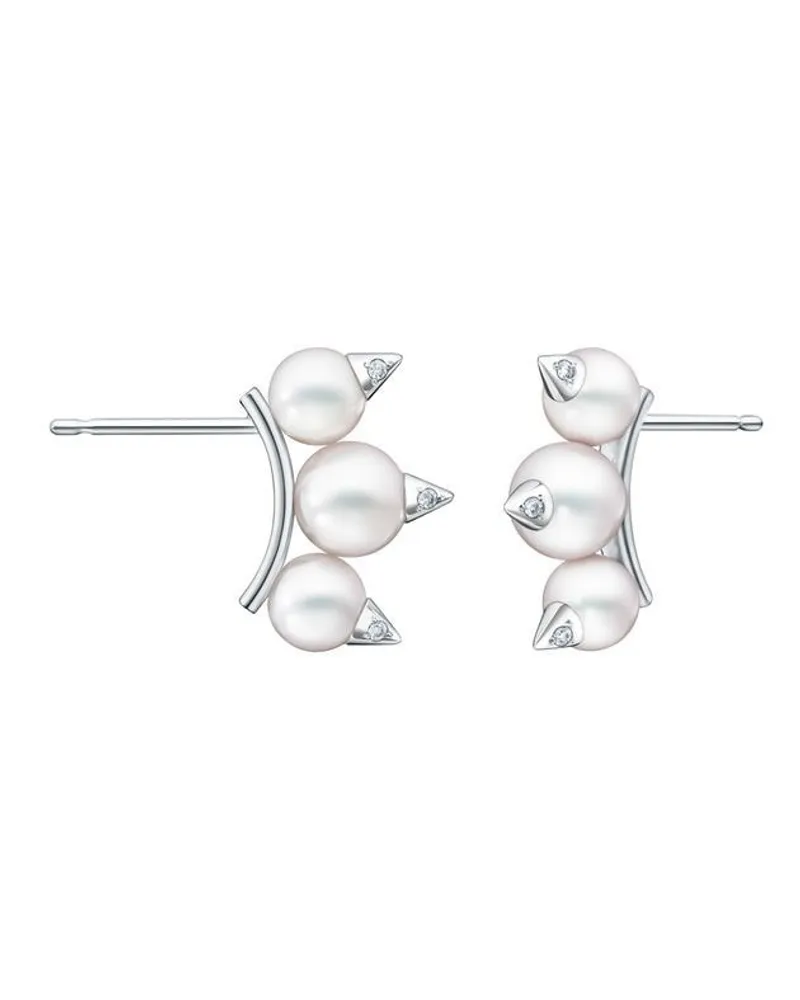 TASAKI 18kt Collection Line Danger Neo Weißgoldohrringe mit Diamanten - Silber Silber