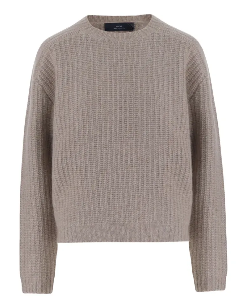 arch4 Gerippter Pullover mit rundem Ausschnitt - Nude Nude