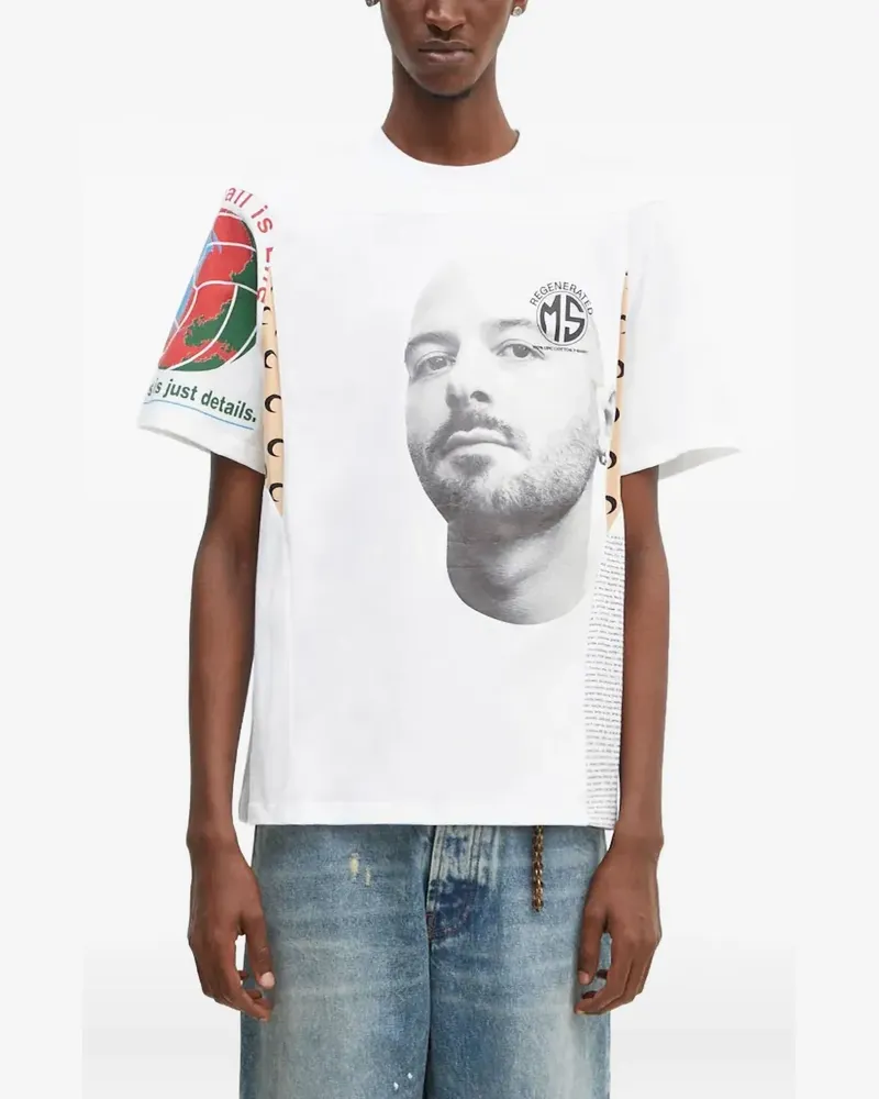 Marine Serre T-Shirt mit Porträt-Print - Weiß Weiß