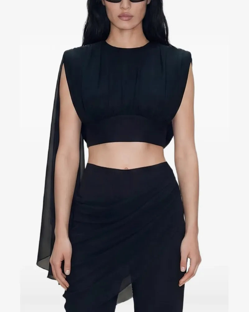 Atoir draped-panel cropped top - Schwarz Schwarz
