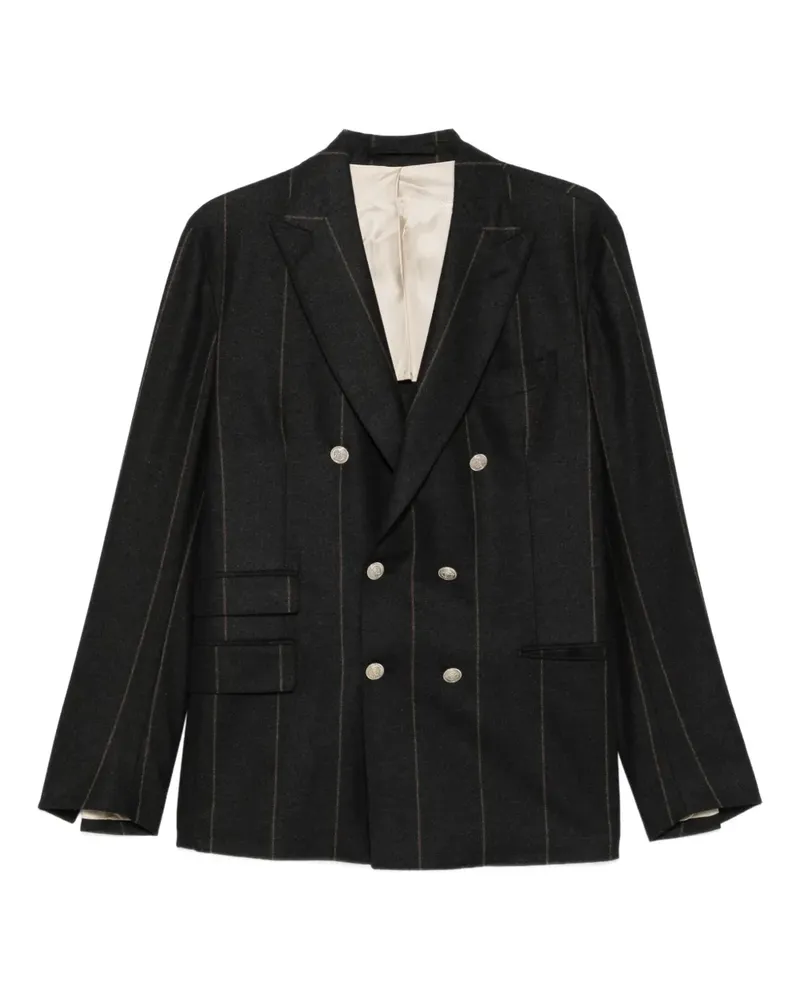 Eleventy Doppelreihiger Anzug mit Nadelstreifen - Schwarz Schwarz