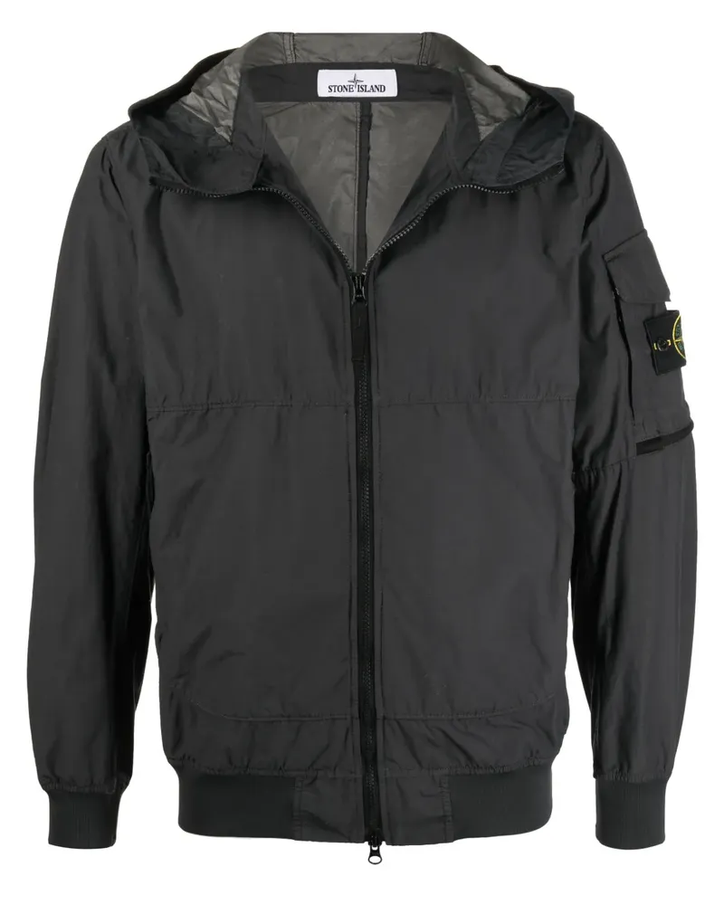 Stone Island Kapuzenjacke mit Kompass-Patch - Grau Grau