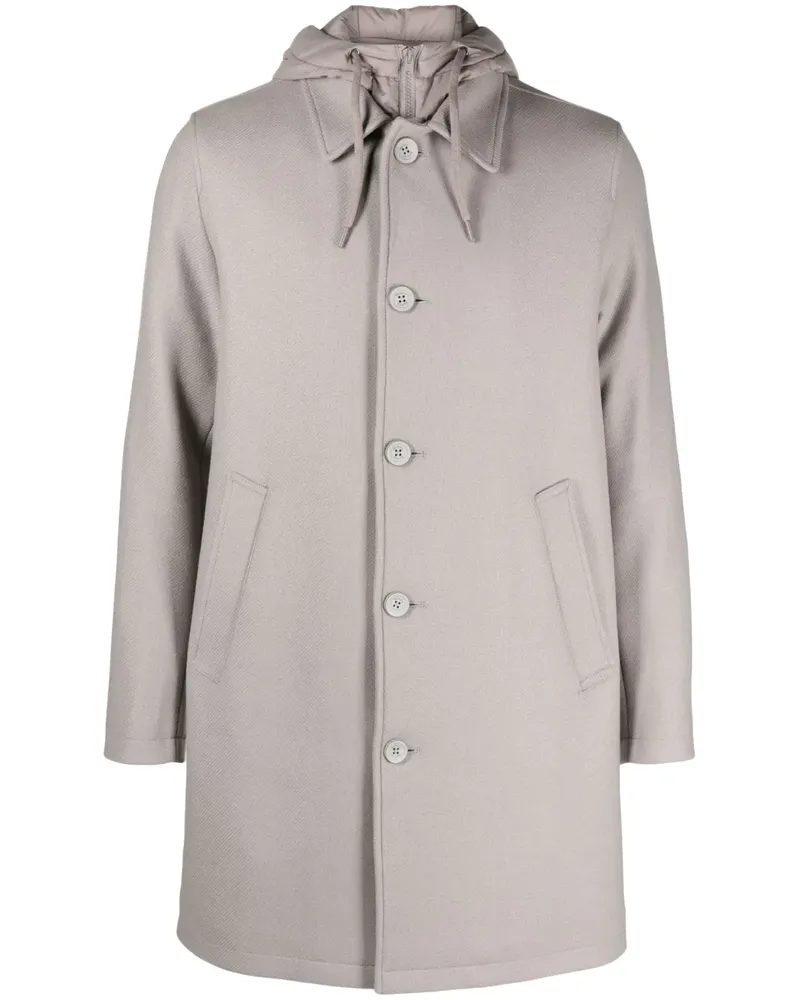 Herno Einreihiger Kapuzenmantel - Grau Grau