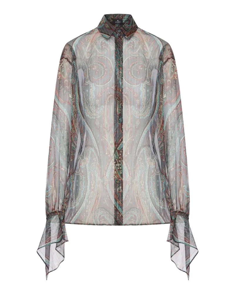 Etro Seidenhemd mit Paisley-Print - Grau Grau