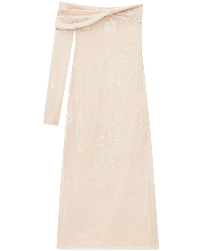 Courrèges Einschultriges Paillettenkleid - Nude Nude