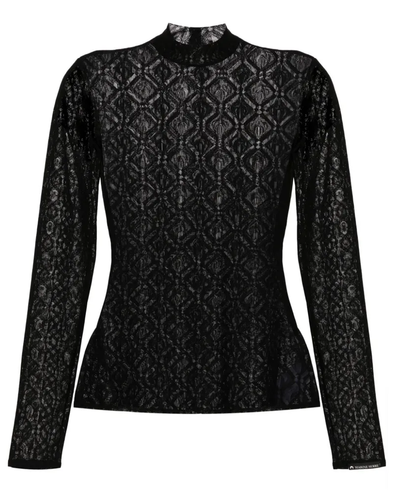 Marine Serre Moon Diamant Mesh-Oberteil - Schwarz Schwarz