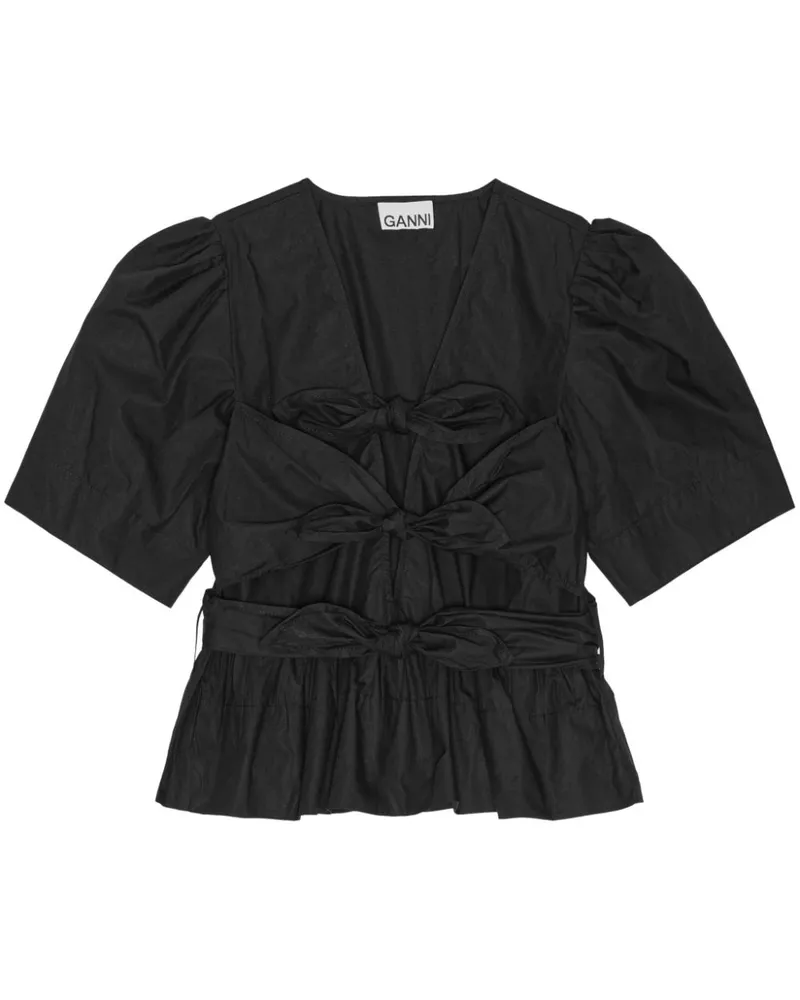Ganni Bluse mit Schleifendetail - Schwarz Schwarz