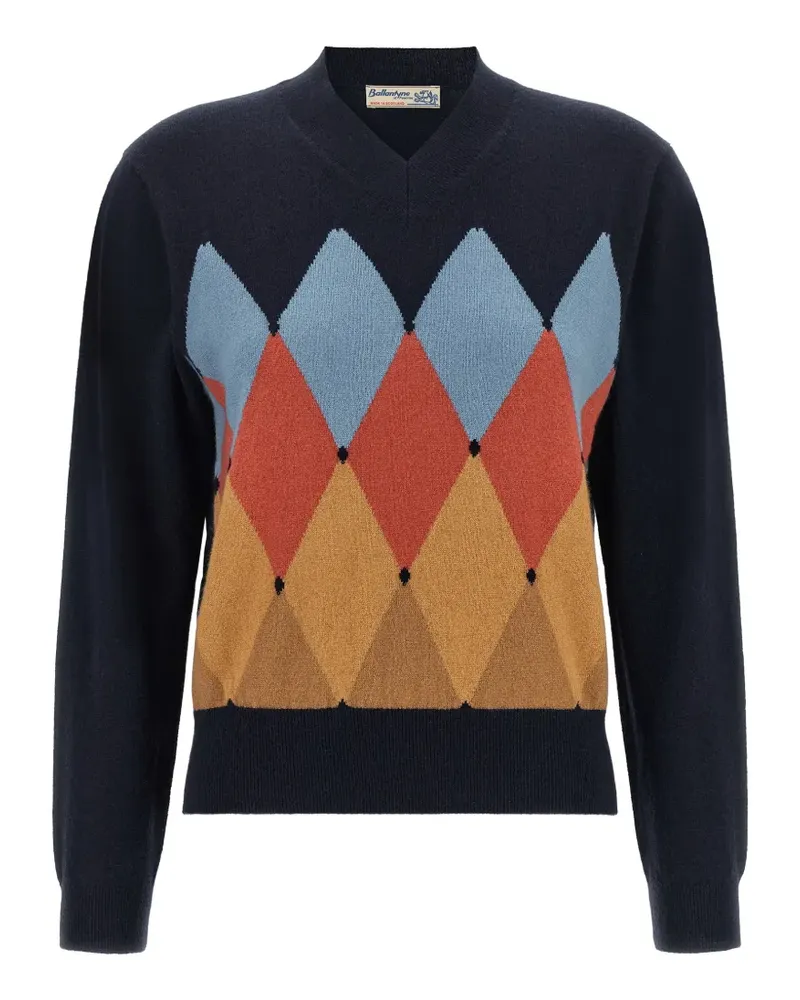Ballantyne argyle V-neck sweater - Blau Blau