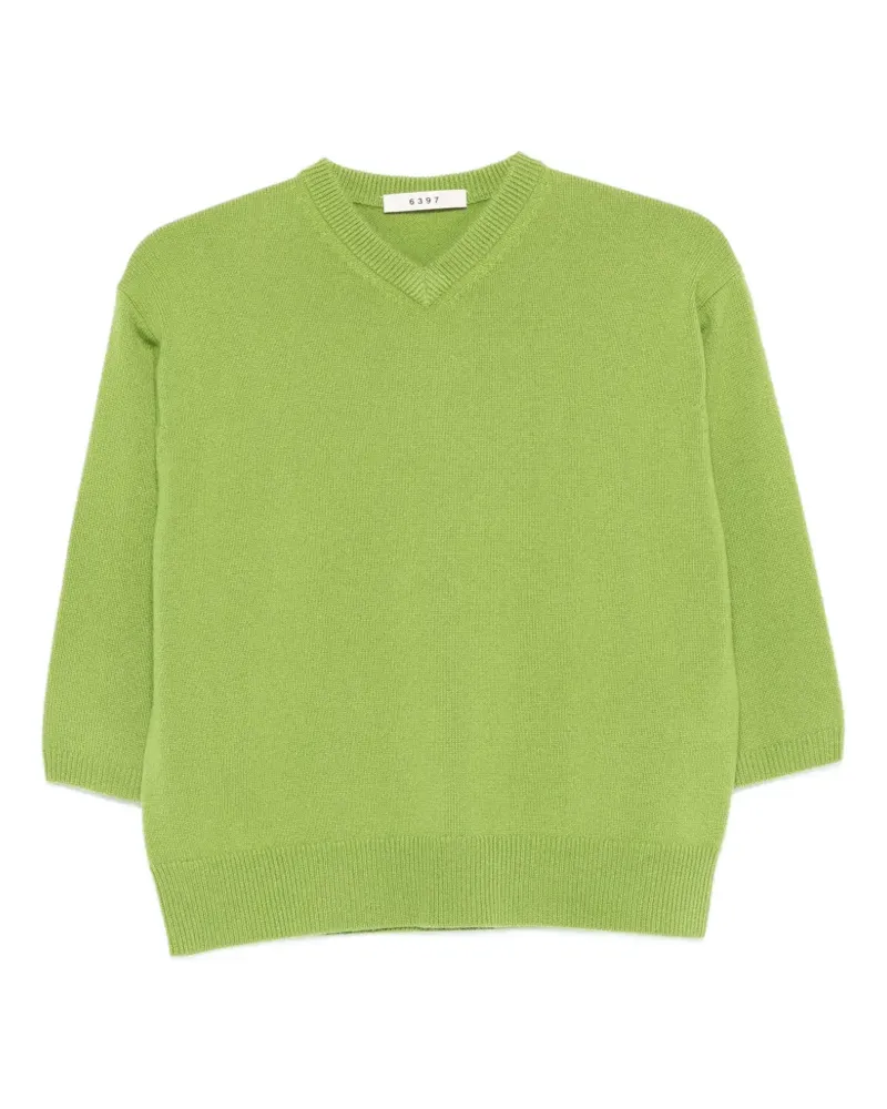 6397 Pullover mit V-Ausschnitt - Grün Grün