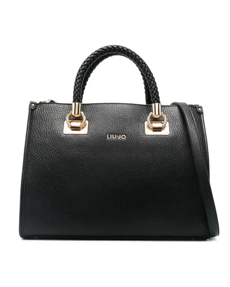 Liu Jo Mittelgroße Tote Bag mit geflochtenem Henkel - Schwarz Schwarz