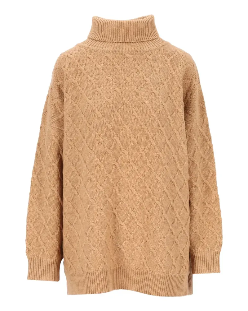 Max Mara Oversized-Pullover aus Wolle und Kaschmir mit Rautenmuster - Camel - Nude Nude