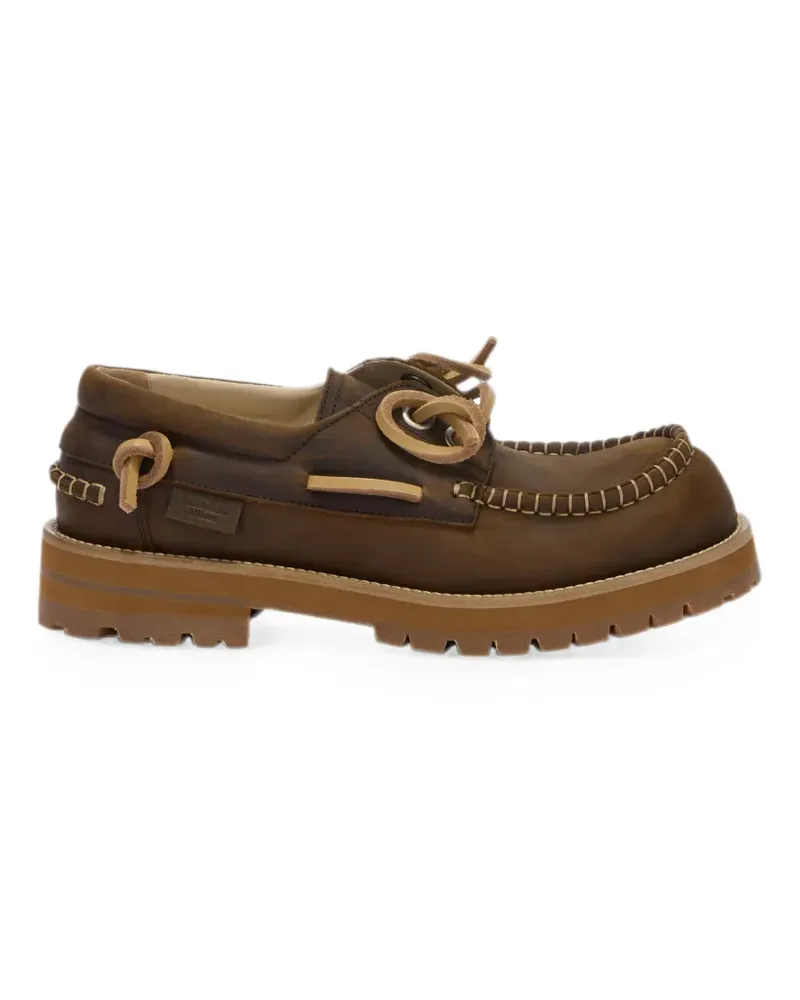 Moschino whipstitch-trim chunky-sole boat shoes - Braun Braun
